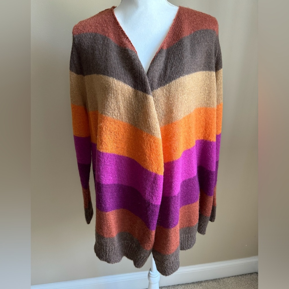 Charter Club Fuzzy (Mohair) Fall Colors Cardigan Sweater NWOT